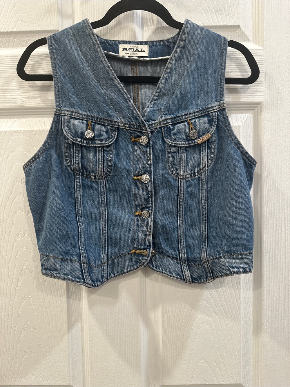 Ariat real denim Ayla Denim Vest size M VGUC - Picture 1 of 6